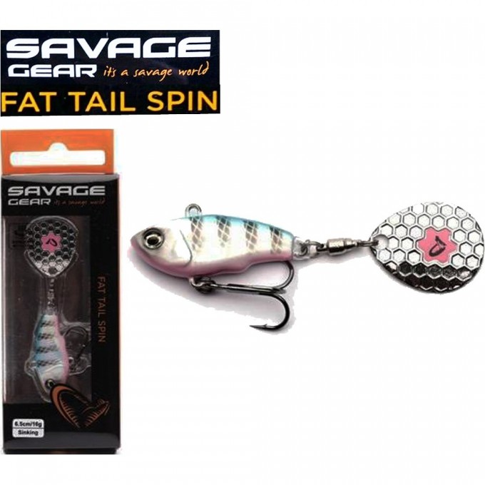 Блесна SAVAGE GEAR Fat Tail Spin 5.5cm 9g Sinking Blue Silver Pink 71762 Блесна SAVAGE GEAR Fat Tail Spin 5.5cm 9g Sinking Blue Silver Pink 71762
