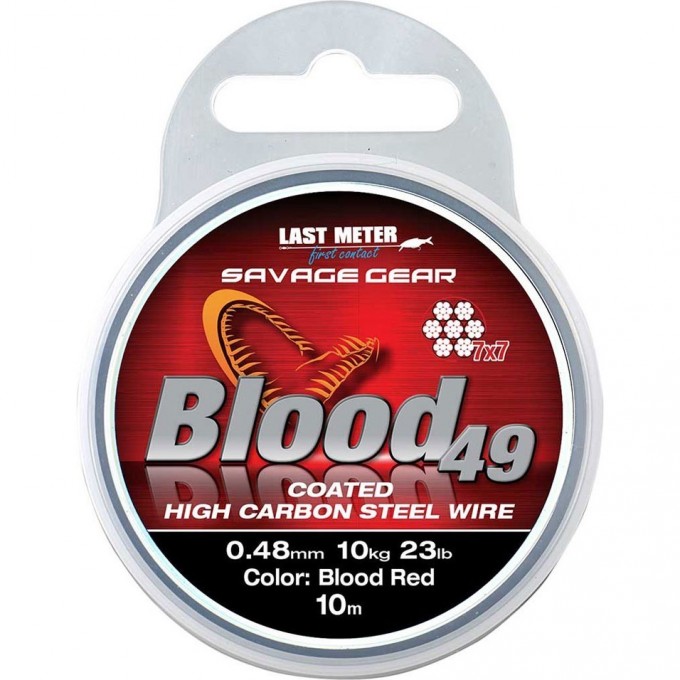 Поводковый материал SAVAGE GEAR Blood49 0.48mm 11kg 24lbCoated Red 10m 54898 Поводковый материал SAVAGE GEAR Blood49 0.48mm 11kg 24lbCoated Red 10m 54898